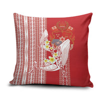 Swimming With Humpback Whales Season Tonga Pillow Cover Tongan Tofuaa Ngatu Pattern Red LT14 Red - Polynesian Pride