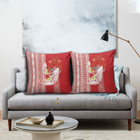 Swimming With Humpback Whales Season Tonga Pillow Cover Tongan Tofuaa Ngatu Pattern Red LT14 - Polynesian Pride