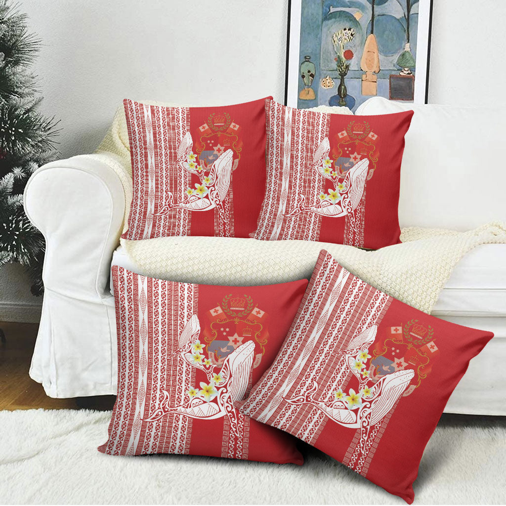 Swimming With Humpback Whales Season Tonga Pillow Cover Tongan Tofuaa Ngatu Pattern Red LT14 - Polynesian Pride