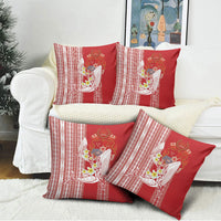 Swimming With Humpback Whales Season Tonga Pillow Cover Tongan Tofuaa Ngatu Pattern Red LT14 - Polynesian Pride