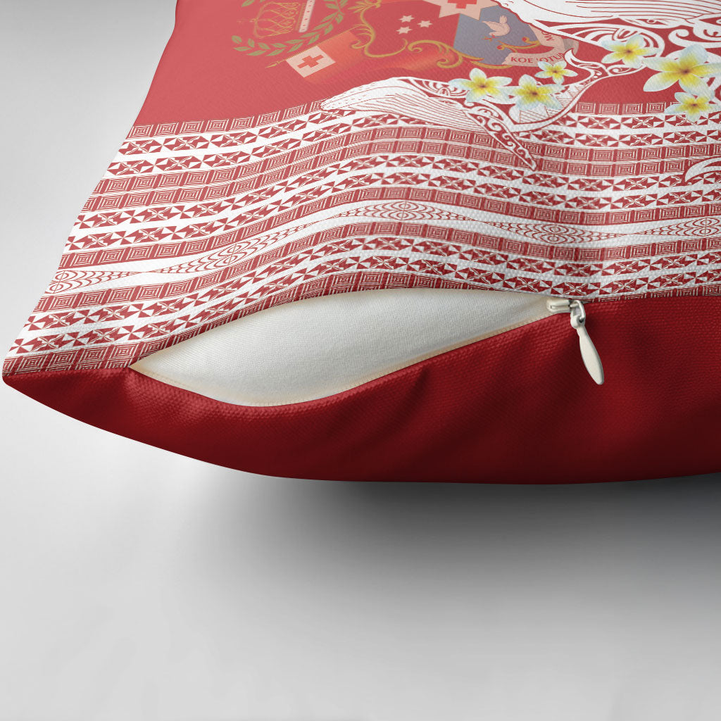 Swimming With Humpback Whales Season Tonga Pillow Cover Tongan Tofuaa Ngatu Pattern Red LT14 - Polynesian Pride