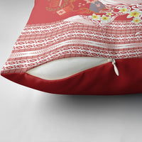 Swimming With Humpback Whales Season Tonga Pillow Cover Tongan Tofuaa Ngatu Pattern Red LT14 - Polynesian Pride