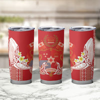 Swimming With Humpback Whales Season Tonga Tumbler Cup Tongan Tofuaa Ngatu Pattern Red LT14 - Polynesian Pride