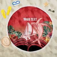 Vavau Sailing Festival Tonga Personalised Beach Blanket Humpback Whale Sailboat Tropical Vibes LT14 One Size 150cm Red - Polynesian Pride