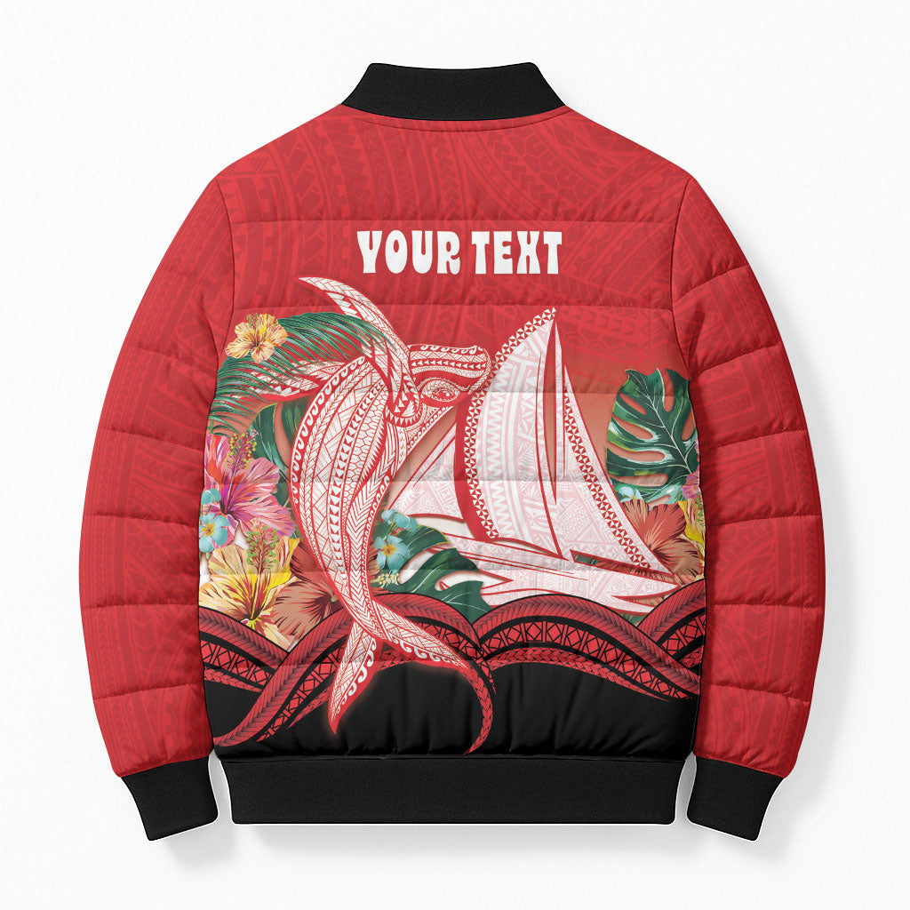 Vavau Sailing Festival Tonga Personalised Bomber Puffer Jacket Humpback Whale Sailboat Tropical Vibes LT14 - Polynesian Pride