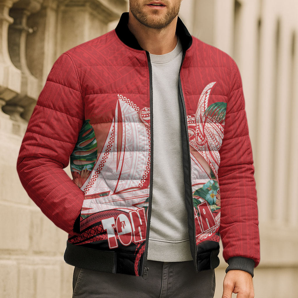 Vavau Sailing Festival Tonga Personalised Bomber Puffer Jacket Humpback Whale Sailboat Tropical Vibes LT14 - Polynesian Pride