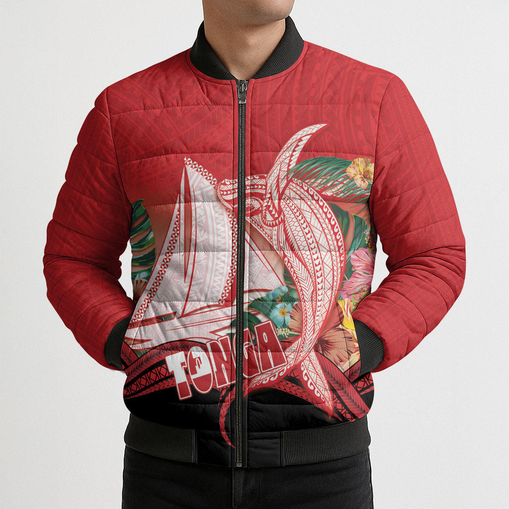 Vavau Sailing Festival Tonga Personalised Bomber Puffer Jacket Humpback Whale Sailboat Tropical Vibes LT14 - Polynesian Pride