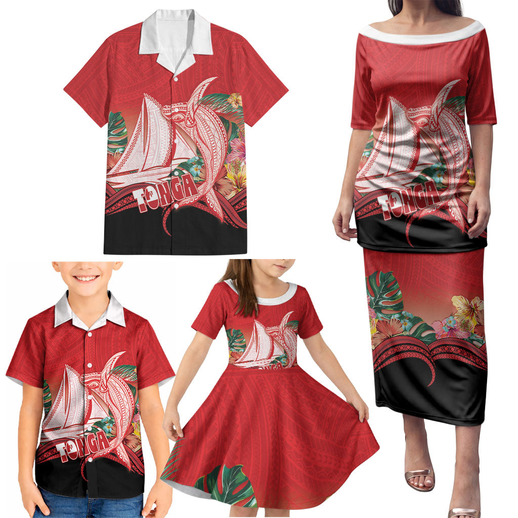 Vavau Sailing Festival Tonga Personalised Family Matching Puletasi and Hawaiian Shirt Humpback Whale Sailboat Tropical Vibes LT14 - Polynesian Pride