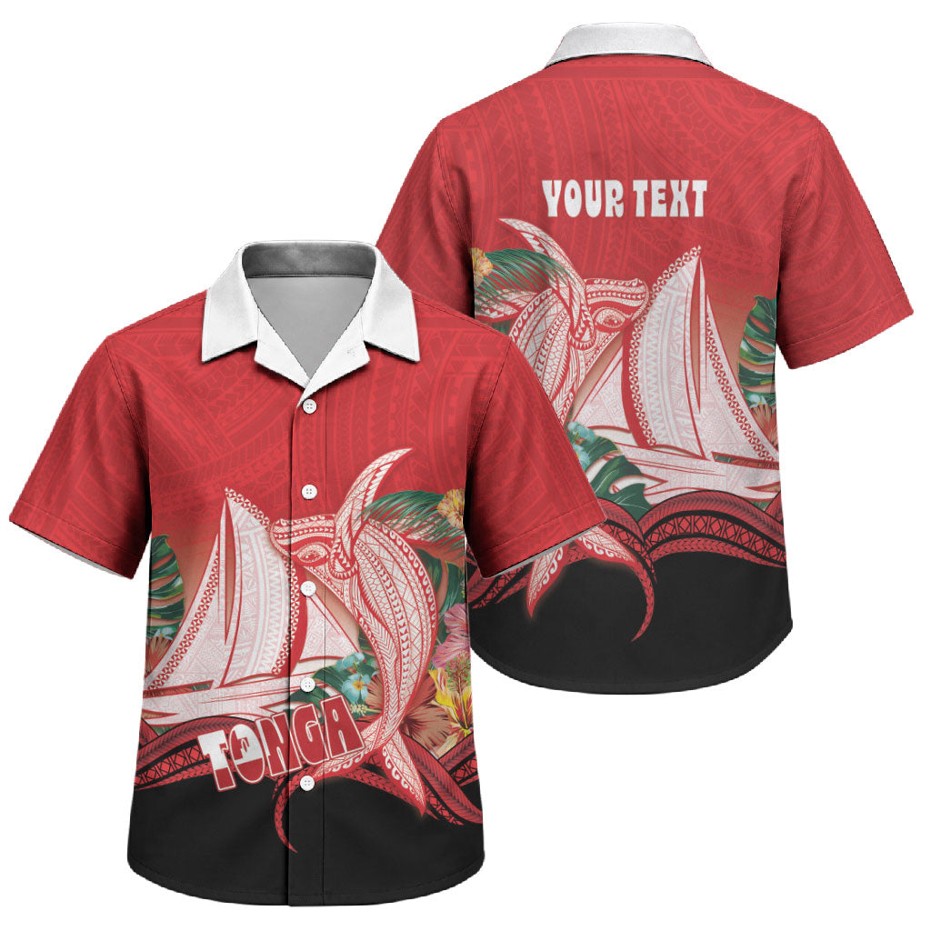 Vavau Sailing Festival Tonga Personalised Family Matching Summer Maxi Dress and Hawaiian Shirt Humpback Whale Sailboat Tropical Vibes LT14 Son's Shirt Red - Polynesian Pride