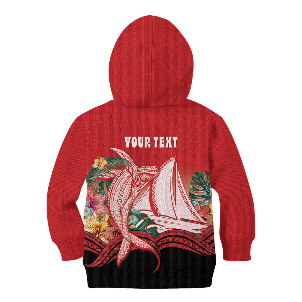 Vavau Sailing Festival Tonga Personalised Kid Hoodie Humpback Whale Sailboat Tropical Vibes LT14 - Polynesian Pride
