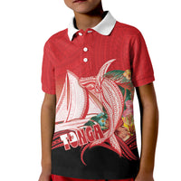 Vavau Sailing Festival Tonga Personalised Kid Polo Shirt Humpback Whale Sailboat Tropical Vibes LT14 Kid Red - Polynesian Pride