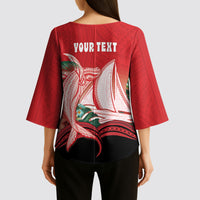 Vavau Sailing Festival Tonga Personalised Kimono Sleeve Blouse Humpback Whale Sailboat Tropical Vibes LT14 - Polynesian Pride