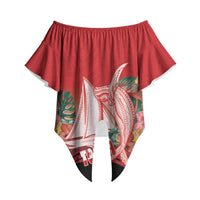 Vavau Sailing Festival Tonga Personalised Off Shoulder Wrap Waist Top Humpback Whale Sailboat Tropical Vibes LT14 - Polynesian Pride