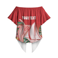 Vavau Sailing Festival Tonga Personalised Off Shoulder Wrap Waist Top Humpback Whale Sailboat Tropical Vibes LT14 - Polynesian Pride