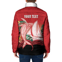 Vavau Sailing Festival Tonga Personalised Padded Jacket Humpback Whale Sailboat Tropical Vibes LT14 - Polynesian Pride