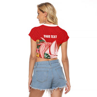 Vavau Sailing Festival Tonga Personalised Raglan Cropped T Shirt Humpback Whale Sailboat Tropical Vibes LT14 - Polynesian Pride