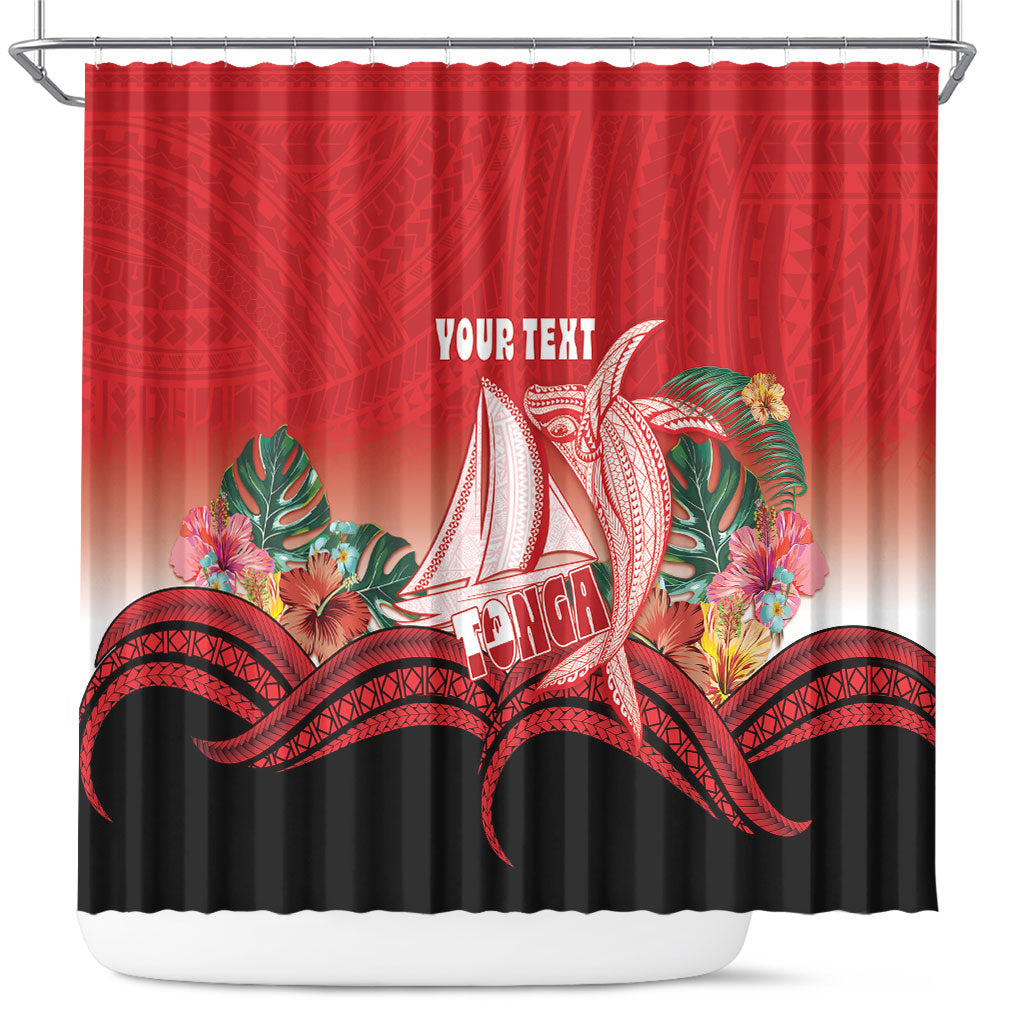 Vavau Sailing Festival Tonga Personalised Shower Curtain Humpback Whale Sailboat Tropical Vibes