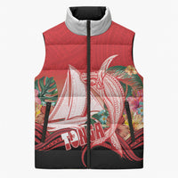 Vavau Sailing Festival Tonga Personalised Sleeveless Puffer Jacket Humpback Whale Sailboat Tropical Vibes LT14 Unisex Red - Polynesian Pride