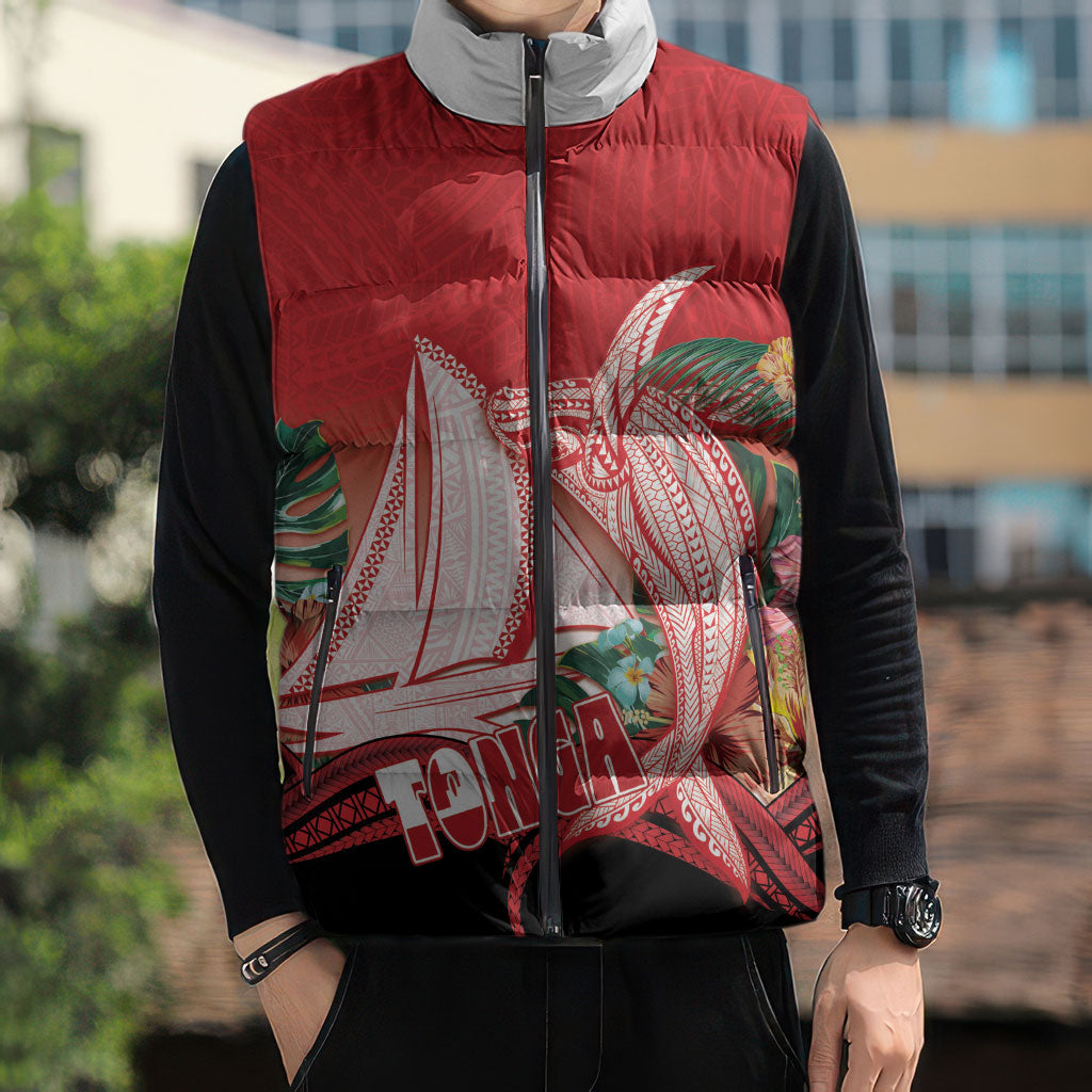 Vavau Sailing Festival Tonga Personalised Sleeveless Puffer Jacket Humpback Whale Sailboat Tropical Vibes LT14 - Polynesian Pride