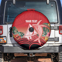 Vavau Sailing Festival Tonga Personalised Spare Tire Cover Humpback Whale Sailboat Tropical Vibes LT14 Red - Polynesian Pride