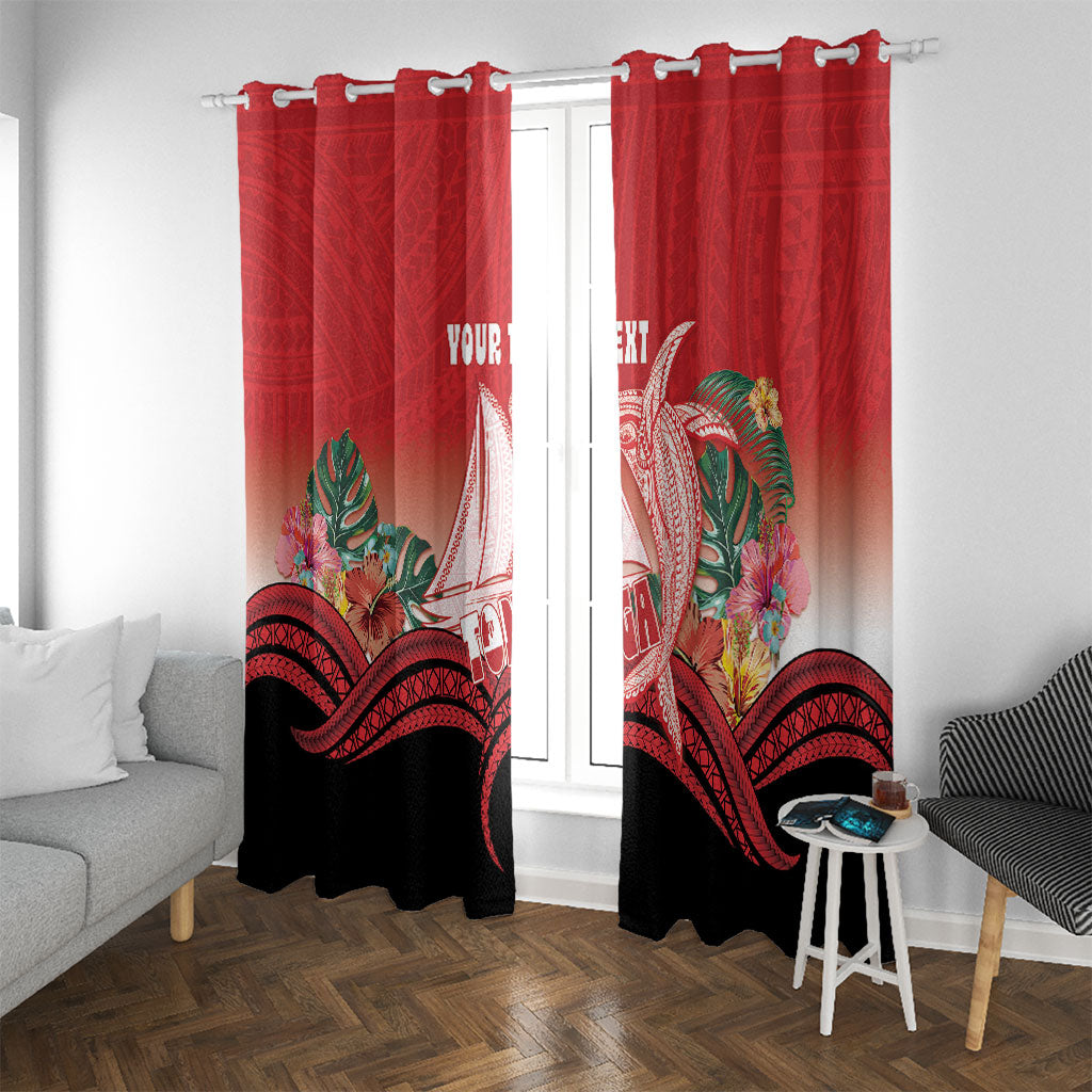 Vavau Sailing Festival Tonga Personalised Window Curtain Humpback Whale Sailboat Tropical Vibes LT14 With Grommets Red - Polynesian Pride