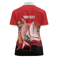 Vavau Sailing Festival Tonga Personalised Women Polo Shirt Humpback Whale Sailboat Tropical Vibes LT14 - Polynesian Pride
