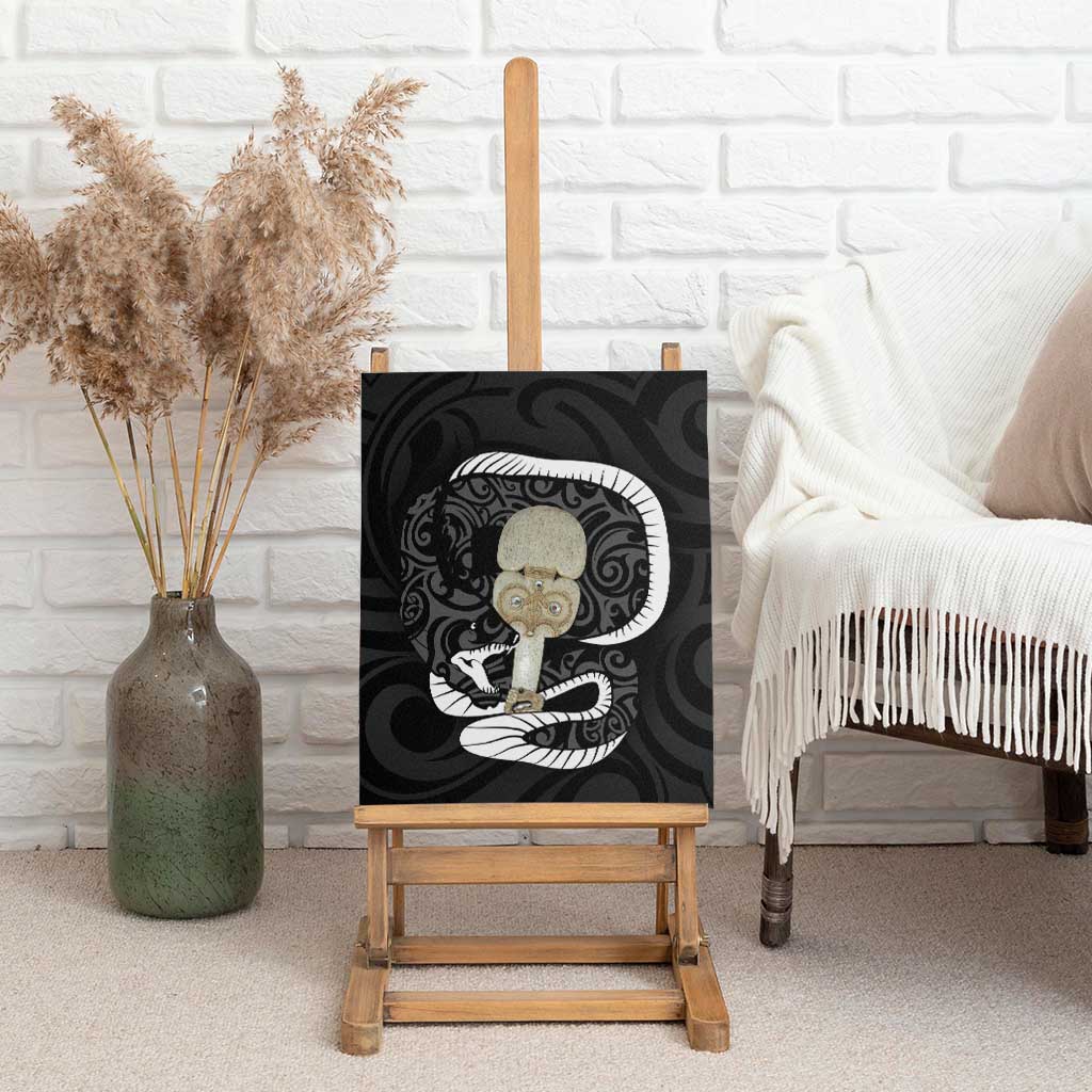 Black New Zealand Eel Canvas Wall Art Aotearoa Maori Tuna With Kotiate Weapon LT14 - Polynesian Pride