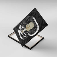 Black New Zealand Eel Canvas Wall Art Aotearoa Maori Tuna With Kotiate Weapon LT14 With Frame Black - Polynesian Pride