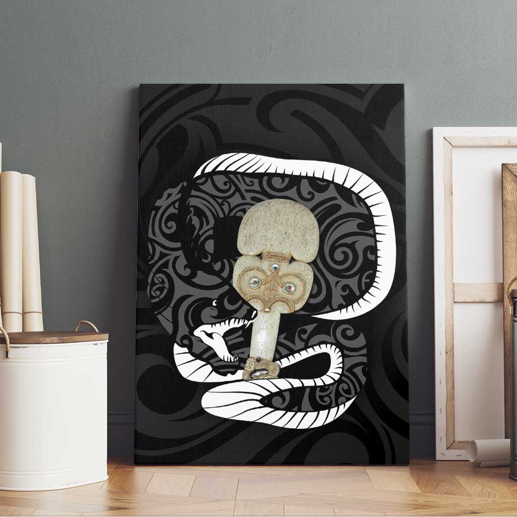 Black New Zealand Eel Canvas Wall Art Aotearoa Maori Tuna With Kotiate Weapon LT14 - Polynesian Pride