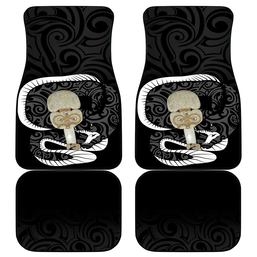 Black New Zealand Eel Car Mats Aotearoa Maori Tuna With Kotiate Weapon LT14 - Polynesian Pride
