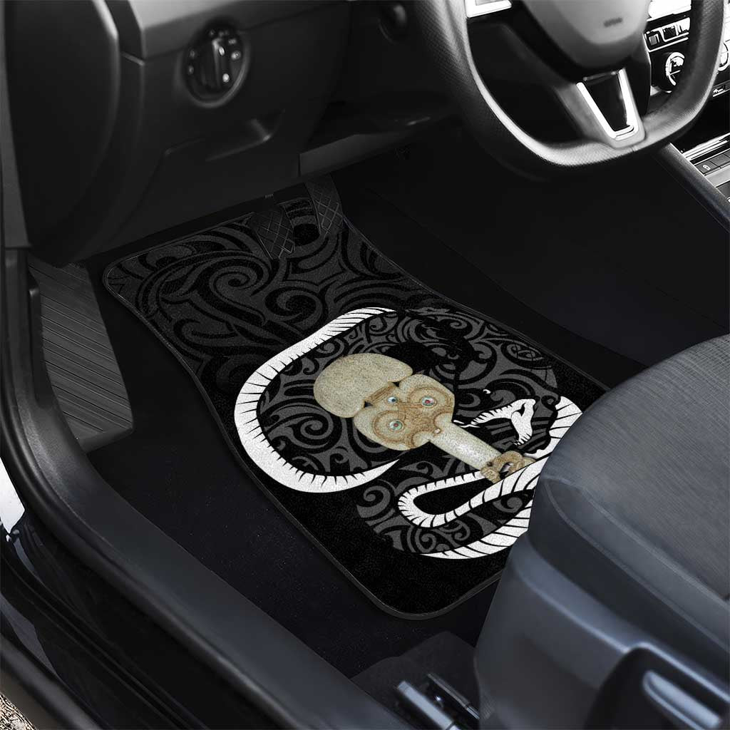 Black New Zealand Eel Car Mats Aotearoa Maori Tuna With Kotiate Weapon LT14 - Polynesian Pride