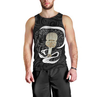 Black New Zealand Eel Men Tank Top Aotearoa Maori Tuna With Kotiate Weapon LT14 - Polynesian Pride