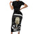 Black New Zealand Eel Short Sleeve Bodycon Dress Aotearoa Maori Tuna With Kotiate Weapon