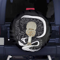 Black New Zealand Eel Spare Tire Cover Aotearoa Maori Tuna With Kotiate Weapon LT14 - Polynesian Pride