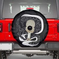 Black New Zealand Eel Spare Tire Cover Aotearoa Maori Tuna With Kotiate Weapon LT14 - Polynesian Pride