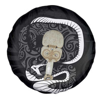 Black New Zealand Eel Spare Tire Cover Aotearoa Maori Tuna With Kotiate Weapon LT14 - Polynesian Pride