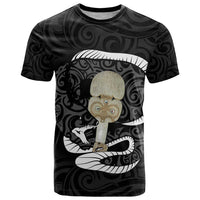 Black New Zealand Eel T Shirt Aotearoa Maori Tuna With Kotiate Weapon LT14 Black - Polynesian Pride