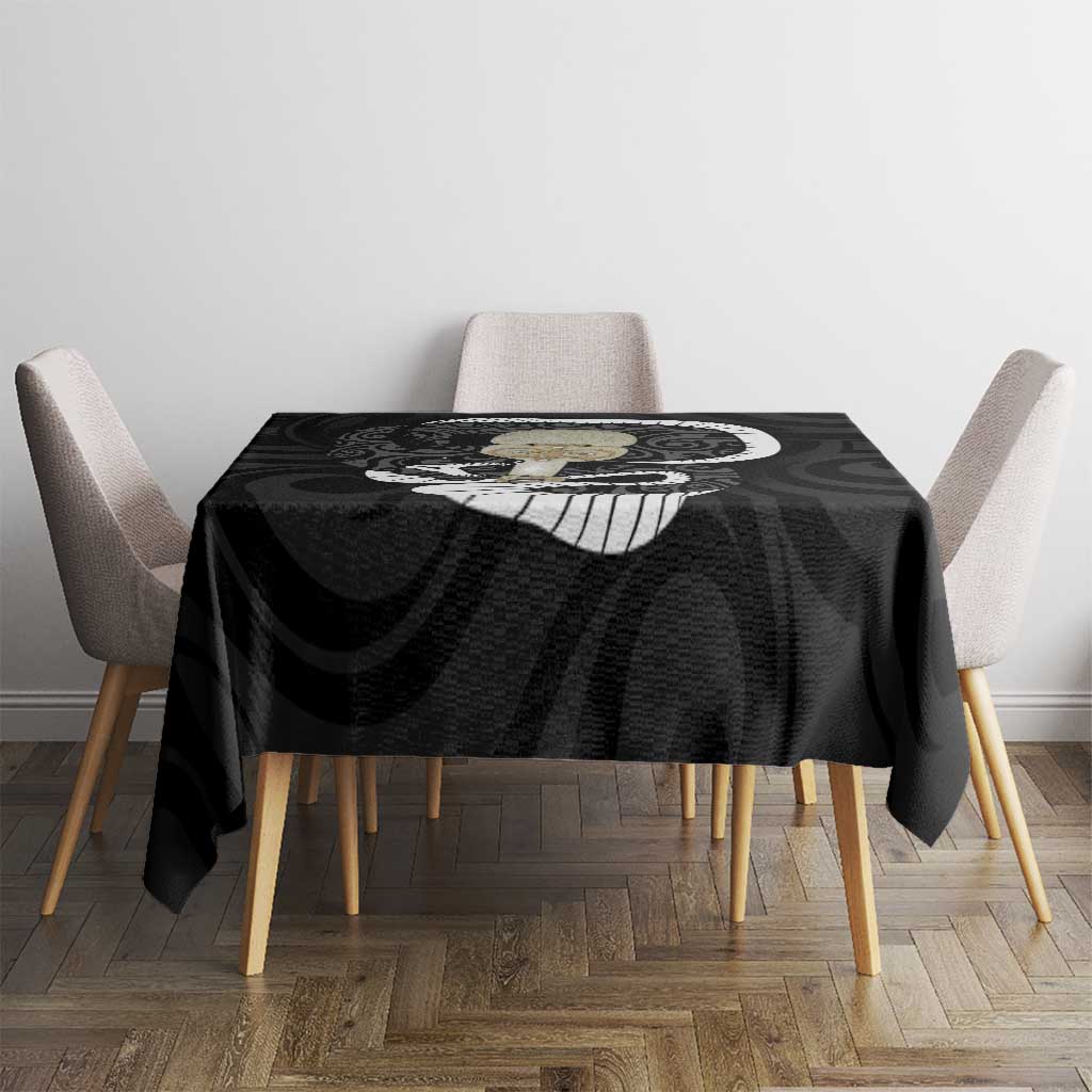 Black New Zealand Eel Tablecloth Aotearoa Maori Tuna With Kotiate Weapon LT14 - Polynesian Pride