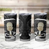 Black New Zealand Eel Tumbler Cup Aotearoa Maori Tuna With Kotiate Weapon LT14 - Polynesian Pride