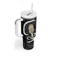Black New Zealand Eel Tumbler With Handle Aotearoa Maori Tuna With Kotiate Weapon LT14 - Polynesian Pride