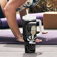 Black New Zealand Eel Tumbler With Handle Aotearoa Maori Tuna With Kotiate Weapon LT14 - Polynesian Pride