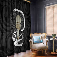 Black New Zealand Eel Window Curtain Aotearoa Maori Tuna With Kotiate Weapon LT14 - Polynesian Pride