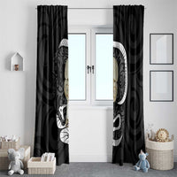 Black New Zealand Eel Window Curtain Aotearoa Maori Tuna With Kotiate Weapon LT14 - Polynesian Pride