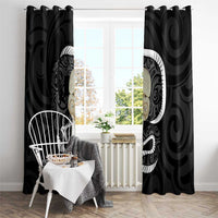 Black New Zealand Eel Window Curtain Aotearoa Maori Tuna With Kotiate Weapon LT14 - Polynesian Pride
