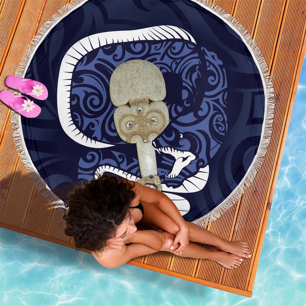Blue New Zealand Eel Beach Blanket Aotearoa Maori Tuna With Kotiate Weapon LT14 - Polynesian Pride