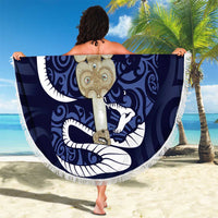 Blue New Zealand Eel Beach Blanket Aotearoa Maori Tuna With Kotiate Weapon LT14 - Polynesian Pride