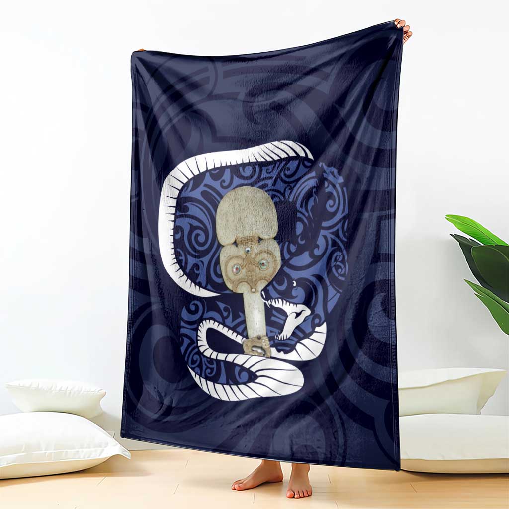 Blue New Zealand Eel Blanket Aotearoa Maori Tuna With Kotiate Weapon LT14 - Polynesian Pride