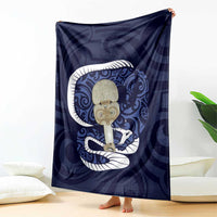 Blue New Zealand Eel Blanket Aotearoa Maori Tuna With Kotiate Weapon LT14 - Polynesian Pride