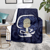 Blue New Zealand Eel Blanket Aotearoa Maori Tuna With Kotiate Weapon LT14 - Polynesian Pride