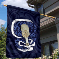 Blue New Zealand Eel Garden Flag Aotearoa Maori Tuna With Kotiate Weapon LT14 - Polynesian Pride